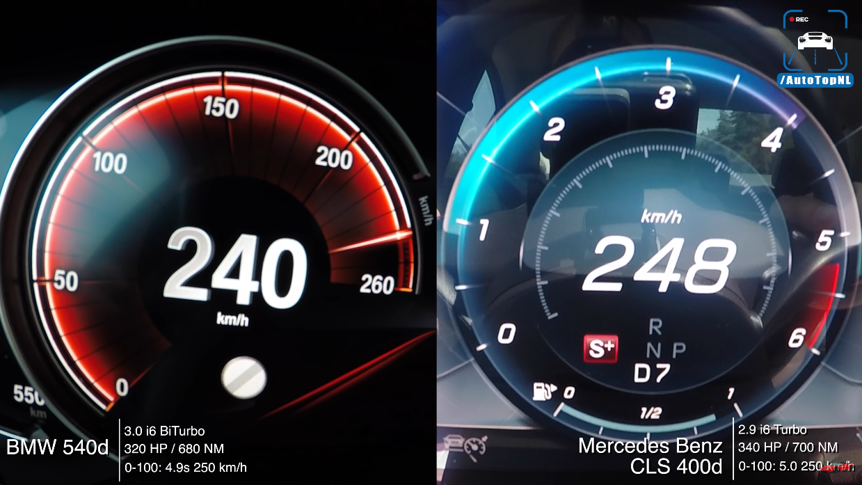 BMW 540d vs Mercedes CLS 400 d test accelerazione video