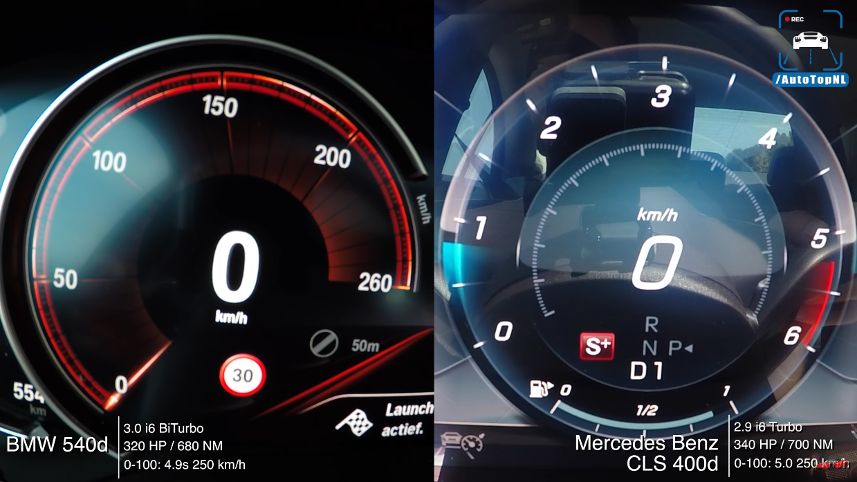 BMW 540d vs Mercedes CLS 400 d test accelerazione video