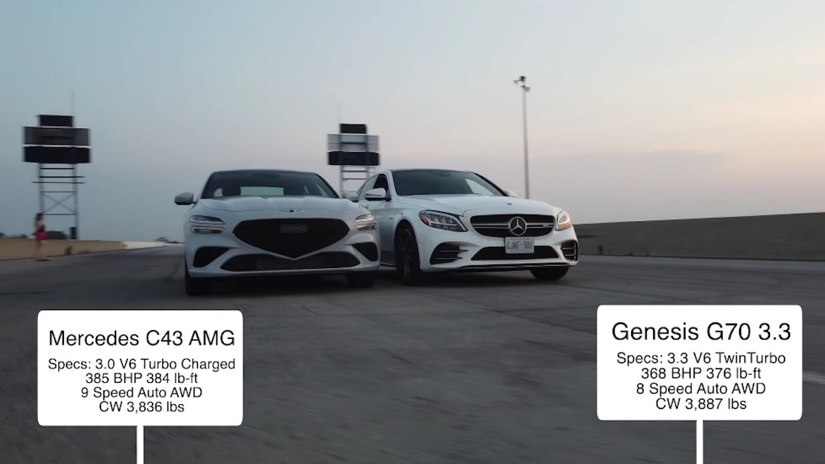 Mercedes-AMG C 43 vs Genesis G70 2022 drag race