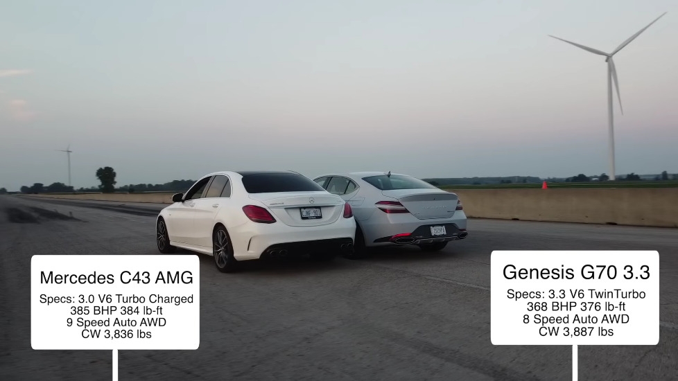 Mercedes-AMG C 43 vs Genesis G70 2022 drag race